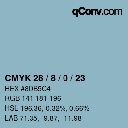 颜色代码: CMYK 28 / 8 / 0 / 23 | qconv.com