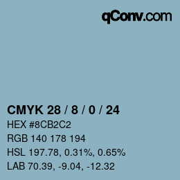 カラーコード: CMYK 28 / 8 / 0 / 24 | qconv.com