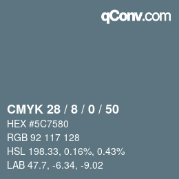 Color code: CMYK 28 / 8 / 0 / 50 | qconv.com