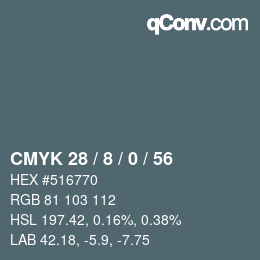 カラーコード: CMYK 28 / 8 / 0 / 56 | qconv.com