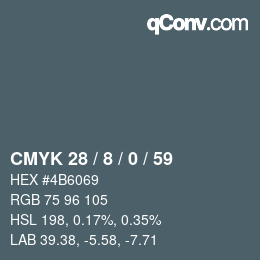 カラーコード: CMYK 28 / 8 / 0 / 59 | qconv.com