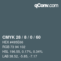 颜色代码: CMYK 28 / 8 / 0 / 60 | qconv.com