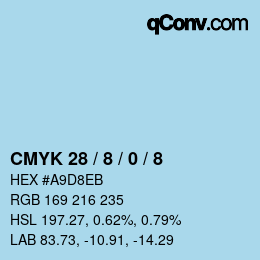 Color code: CMYK 28 / 8 / 0 / 8 | qconv.com