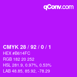 カラーコード: CMYK 28 / 92 / 0 / 1 | qconv.com