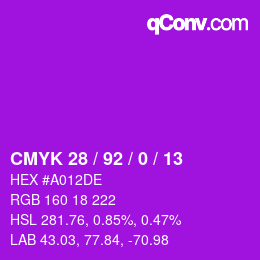 カラーコード: CMYK 28 / 92 / 0 / 13 | qconv.com