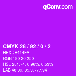 Color code: CMYK 28 / 92 / 0 / 2 | qconv.com