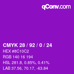 カラーコード: CMYK 28 / 92 / 0 / 24 | qconv.com