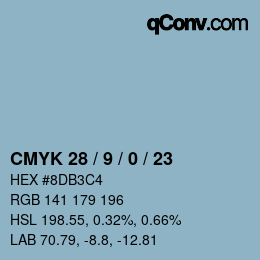 颜色代码: CMYK 28 / 9 / 0 / 23 | qconv.com