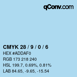 カラーコード: CMYK 28 / 9 / 0 / 6 | qconv.com