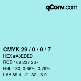 颜色代码: CMYK 29 / 0 / 0 / 7 | qconv.com