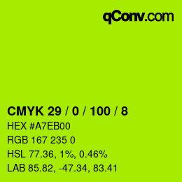 Color code: CMYK 29 / 0 / 100 / 8 | qconv.com