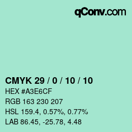カラーコード: CMYK 29 / 0 / 10 / 10 | qconv.com