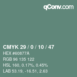 カラーコード: CMYK 29 / 0 / 10 / 47 | qconv.com