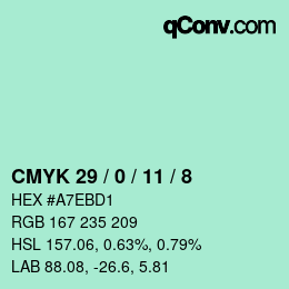 カラーコード: CMYK 29 / 0 / 11 / 8 | qconv.com