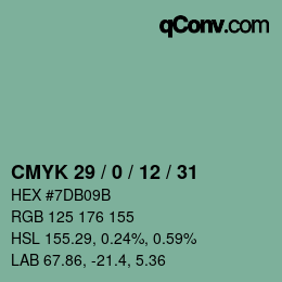 颜色代码: CMYK 29 / 0 / 12 / 31 | qconv.com