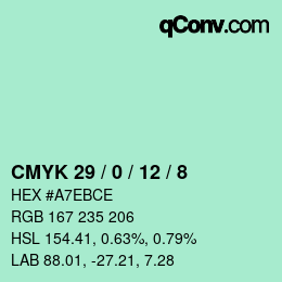 カラーコード: CMYK 29 / 0 / 12 / 8 | qconv.com