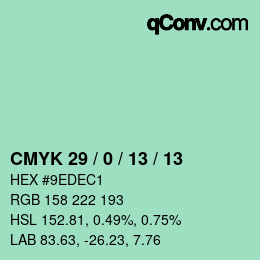 カラーコード: CMYK 29 / 0 / 13 / 13 | qconv.com
