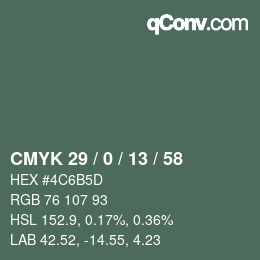 Código de color: CMYK 29 / 0 / 13 / 58 | qconv.com
