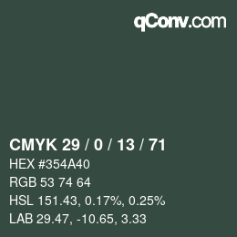 カラーコード: CMYK 29 / 0 / 13 / 71 | qconv.com