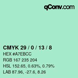 カラーコード: CMYK 29 / 0 / 13 / 8 | qconv.com