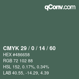 颜色代码: CMYK 29 / 0 / 14 / 60 | qconv.com