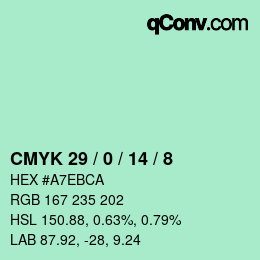 カラーコード: CMYK 29 / 0 / 14 / 8 | qconv.com