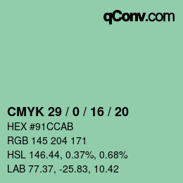 Color code: CMYK 29 / 0 / 16 / 20 | qconv.com