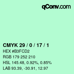 Color code: CMYK 29 / 0 / 17 / 1 | qconv.com