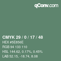 Color code: CMYK 29 / 0 / 17 / 48 | qconv.com