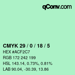 カラーコード: CMYK 29 / 0 / 18 / 5 | qconv.com