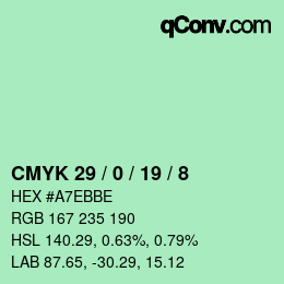 Color code: CMYK 29 / 0 / 19 / 8 | qconv.com