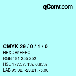 颜色代码: CMYK 29 / 0 / 1 / 0 | qconv.com