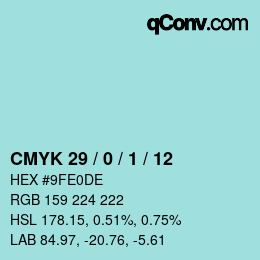 Color code: CMYK 29 / 0 / 1 / 12 | qconv.com