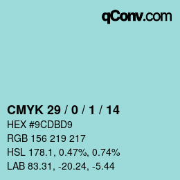 カラーコード: CMYK 29 / 0 / 1 / 14 | qconv.com