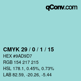 カラーコード: CMYK 29 / 0 / 1 / 15 | qconv.com