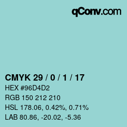 Color code: CMYK 29 / 0 / 1 / 17 | qconv.com