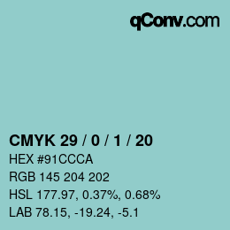 カラーコード: CMYK 29 / 0 / 1 / 20 | qconv.com