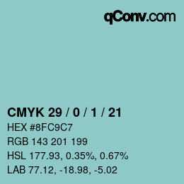 Color code: CMYK 29 / 0 / 1 / 21 | qconv.com