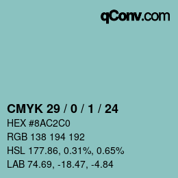 カラーコード: CMYK 29 / 0 / 1 / 24 | qconv.com