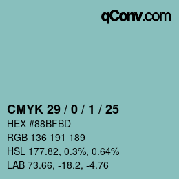 颜色代码: CMYK 29 / 0 / 1 / 25 | qconv.com