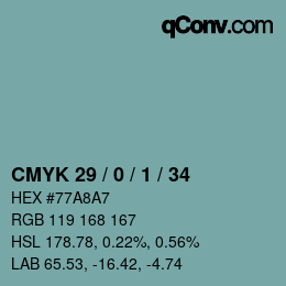 Color code: CMYK 29 / 0 / 1 / 34 | qconv.com