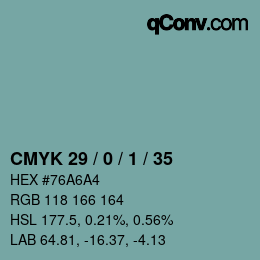 Color code: CMYK 29 / 0 / 1 / 35 | qconv.com