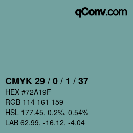 Color code: CMYK 29 / 0 / 1 / 37 | qconv.com