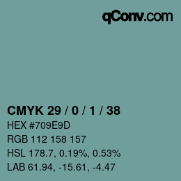 Color code: CMYK 29 / 0 / 1 / 38 | qconv.com