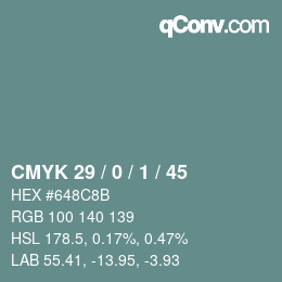 Color code: CMYK 29 / 0 / 1 / 45 | qconv.com