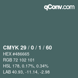 カラーコード: CMYK 29 / 0 / 1 / 60 | qconv.com