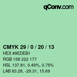カラーコード: CMYK 29 / 0 / 20 / 13 | qconv.com
