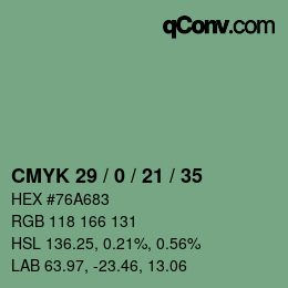 颜色代码: CMYK 29 / 0 / 21 / 35 | qconv.com