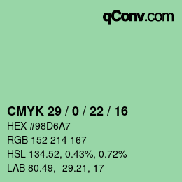 Color code: CMYK 29 / 0 / 22 / 16 | qconv.com