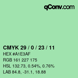 カラーコード: CMYK 29 / 0 / 23 / 11 | qconv.com